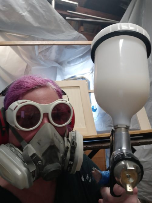 lelu getting ready to spray